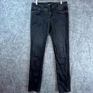 Candies Premium Denim Jeans Womens 7 Black Stretch Y2K Embellished Skinny Leg
